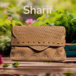 Sharif Tan Woven Leather Crossbody Bag  --  EUC